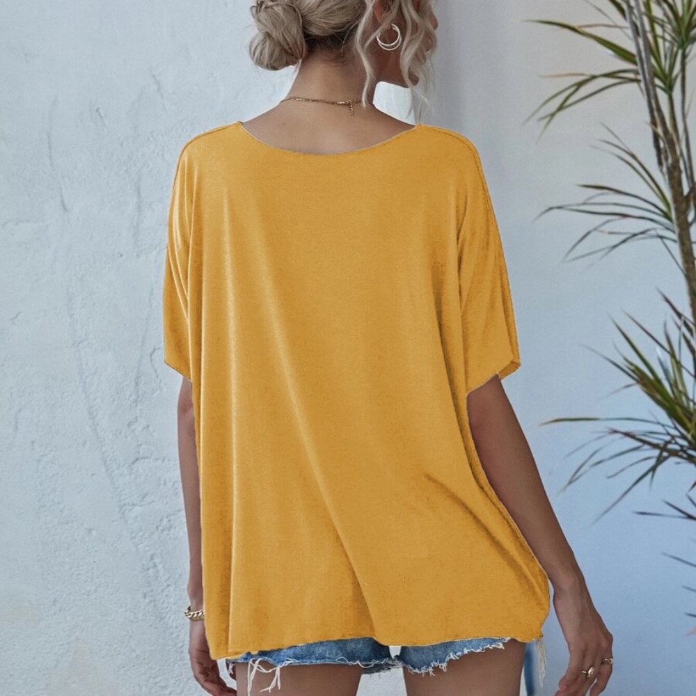 V neck Classic Dolman Sleeve Oversized Top Black - Picture 5 of 13